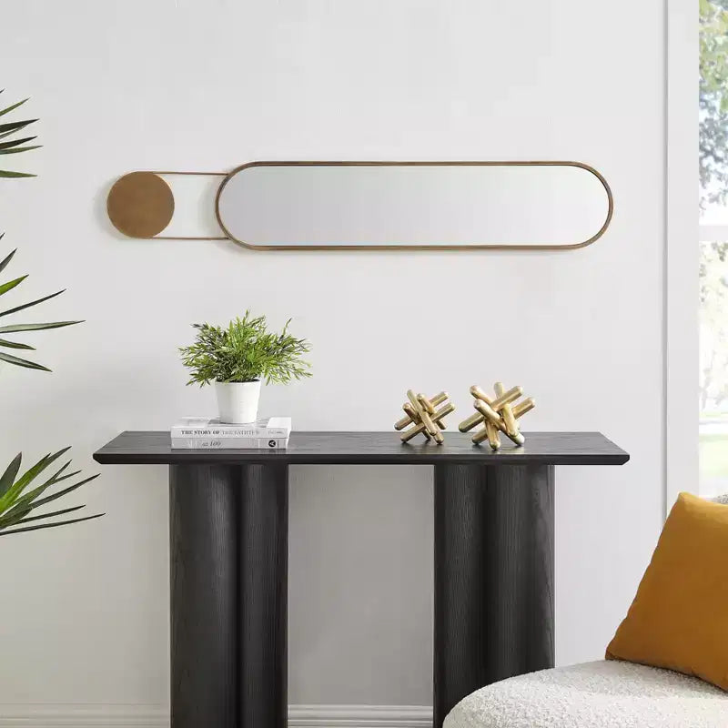 Miroir Mural Ovale en Laiton Antique Moderne