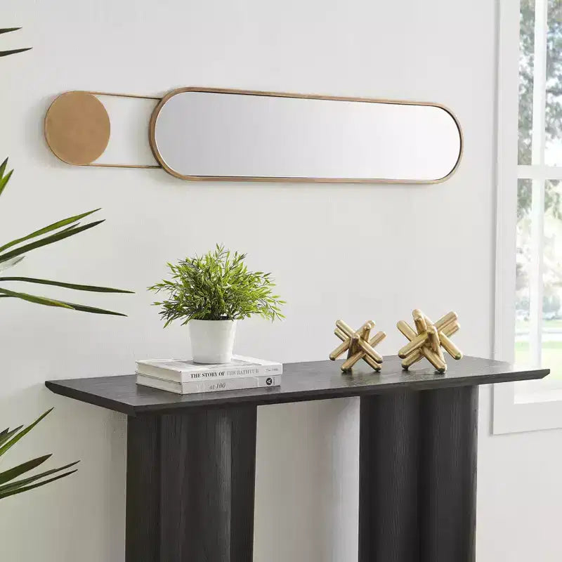 Miroir Mural Ovale en Laiton Antique Moderne