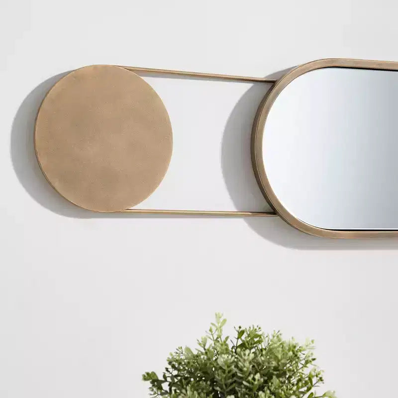 Miroir Mural Ovale en Laiton Antique Moderne
