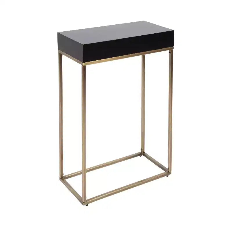 Kate and Laurel Karlsen Wood and Metal Slim Side Table 16x8x24 Gold and Black