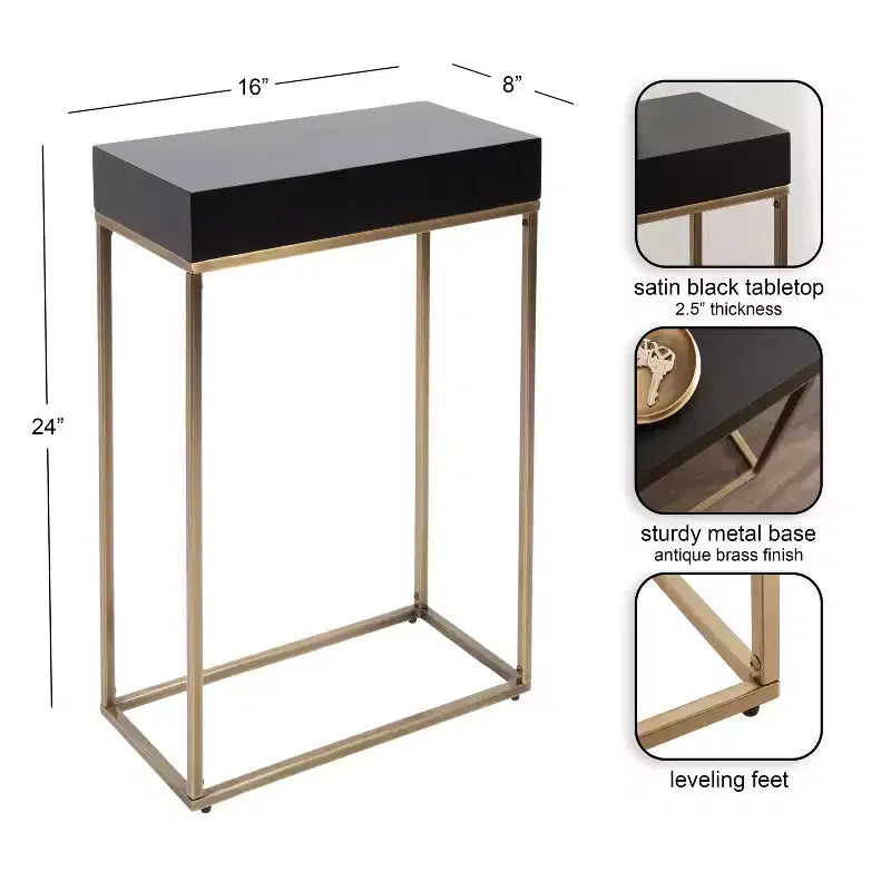 Table d'appoint fine en bois et métal
