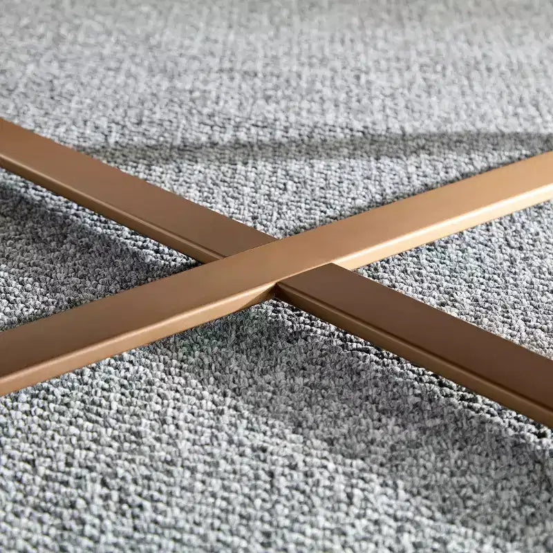 MAYEERTY 31.5 Inch Modern Round Coffee Table, Small Center Table with Stainless Steel Cross Base for Living Room Bedroom
