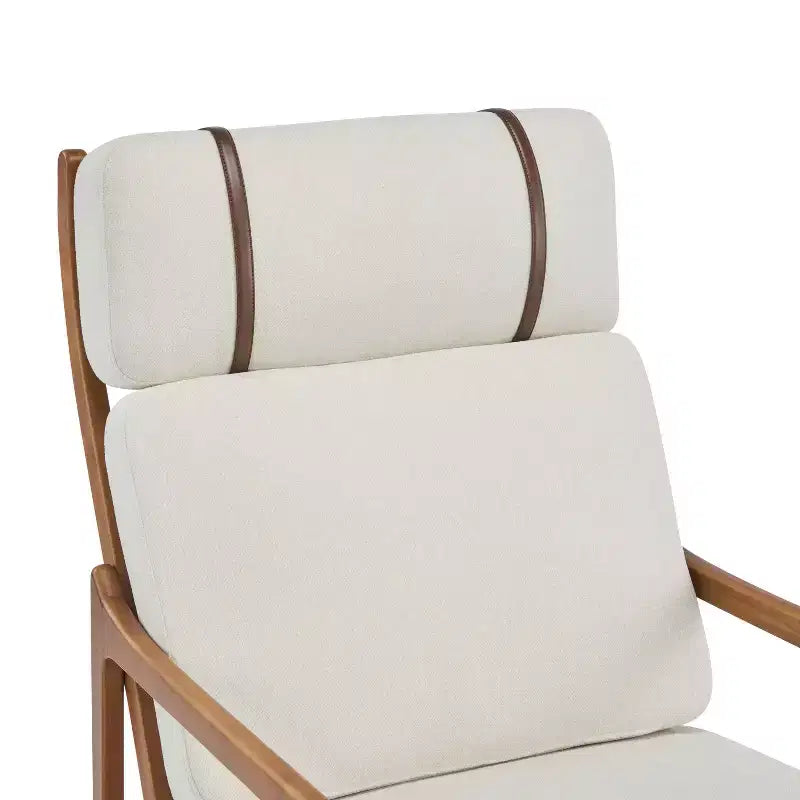 MAYEERTY Mid Century Modern Accent Armchair, Solid Wood Frame High Back Ergonomic Beige Cushions, Living Room Bedroom Reading Nook, Beige