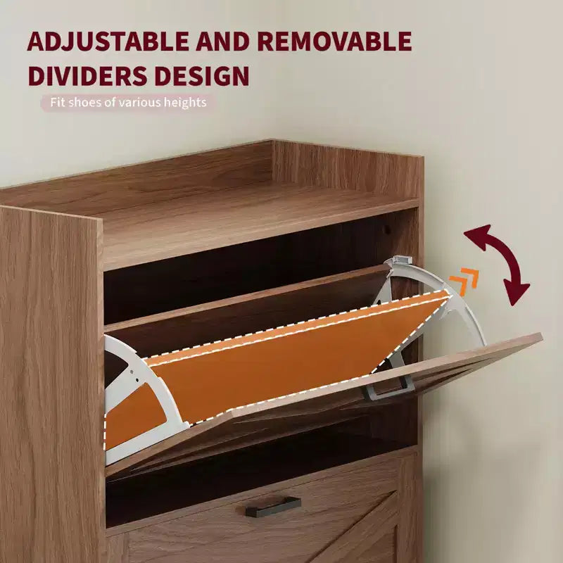 COZONY Shoe Storage Cabinet with Flip Drawers and Bench, Farmhouse Entryway Organizer for Hallway or Living Room