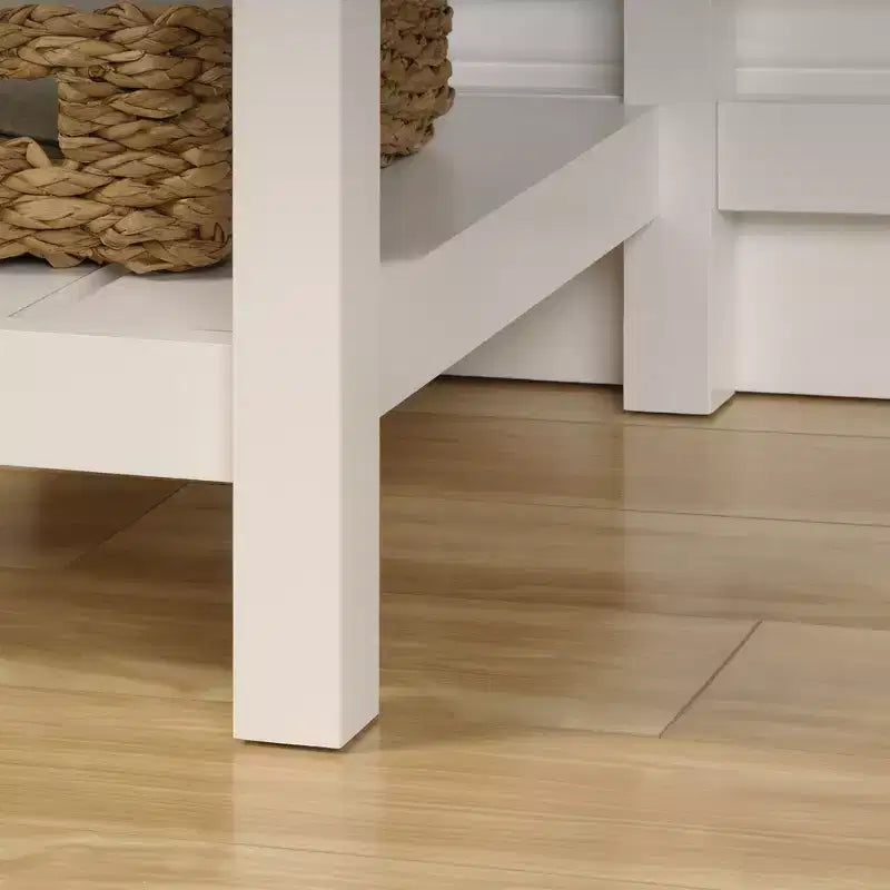 GDFStudio Rowan Wood Desk with Drawers and Open Storage Shelves