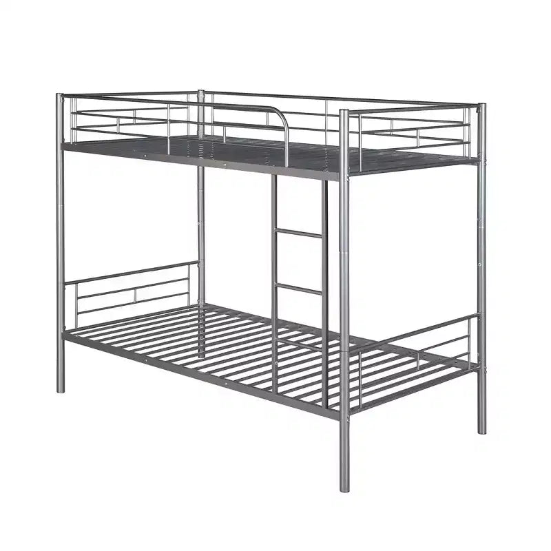 Whisen Sturdy Twin-Over-Twin Bunk Bed, Steel Frame, Full Guardrails, Sturdy Stability & Convertible to 2 Beds