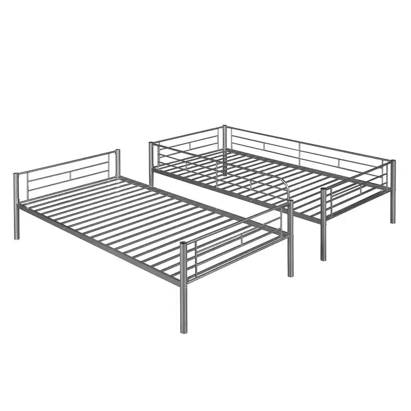 Whisen Sturdy Twin-Over-Twin Bunk Bed, Steel Frame, Full Guardrails, Sturdy Stability & Convertible to 2 Beds