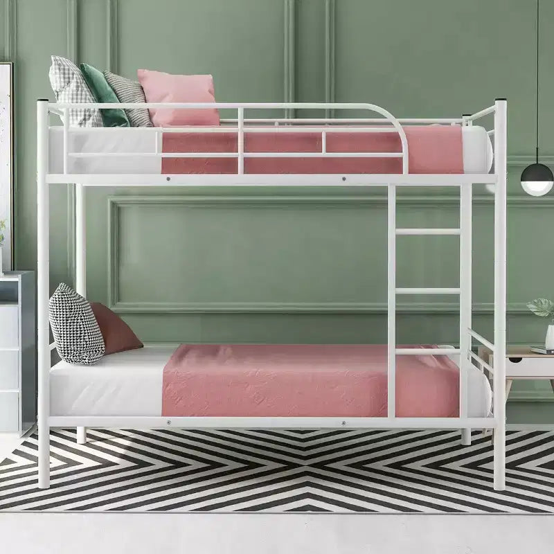 Whisen Sturdy Twin-Over-Twin Bunk Bed, Steel Frame, Full Guardrails, Sturdy Stability & Convertible to 2 Beds