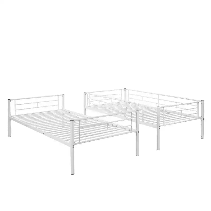 Whisen Sturdy Twin-Over-Twin Bunk Bed, Steel Frame, Full Guardrails, Sturdy Stability & Convertible to 2 Beds