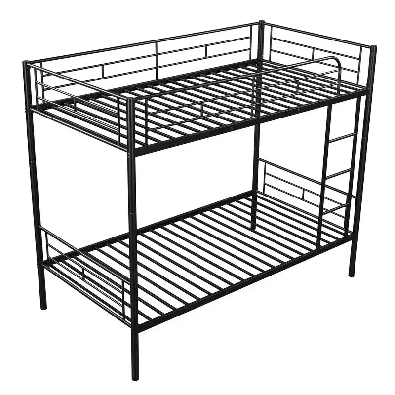 Whisen Sturdy Twin-Over-Twin Bunk Bed, Steel Frame, Full Guardrails, Sturdy Stability & Convertible to 2 Beds