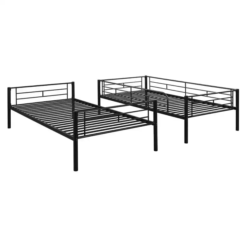 Whisen Sturdy Twin-Over-Twin Bunk Bed, Steel Frame, Full Guardrails, Sturdy Stability & Convertible to 2 Beds