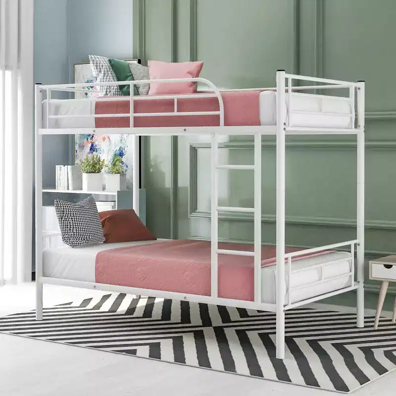 Whisen Sturdy Twin-Over-Twin Bunk Bed, Steel Frame, Full Guardrails, Sturdy Stability & Convertible to 2 Beds