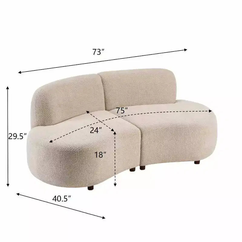 Christopher Knight Home Uvric 73 Modern 2-Seater Wooden Boucle Upholstered Curved Sofa