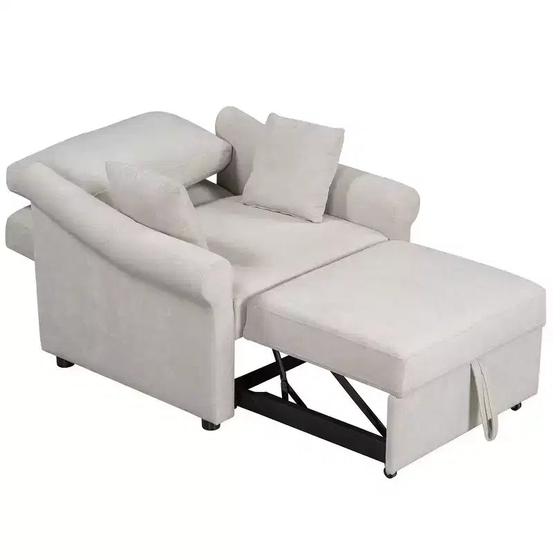 Whisen Chenille Convertible Sleeper Chair & 3 In 1 Lounger Chair Turns Into Bed with Adjustable Backrest