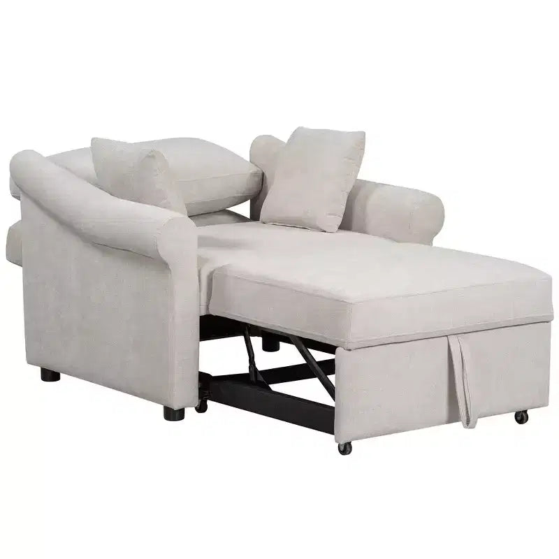 Whisen Chenille Convertible Sleeper Chair & 3 In 1 Lounger Chair Turns Into Bed with Adjustable Backrest