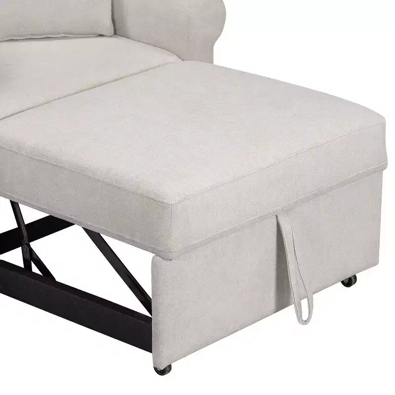 Whisen Chenille Convertible Sleeper Chair & 3 In 1 Lounger Chair Turns Into Bed with Adjustable Backrest