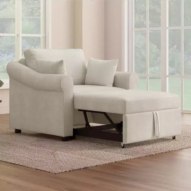 Whisen Chenille Convertible Sleeper Chair & 3 In 1 Lounger Chair Turns Into Bed with Adjustable Backrest