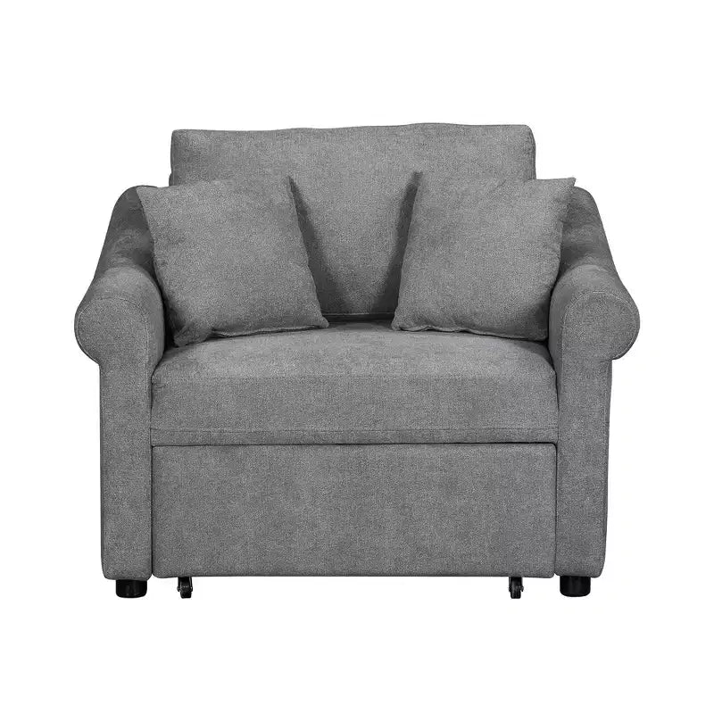 Whisen Chenille Convertible Sleeper Chair & 3 In 1 Lounger Chair Turns Into Bed with Adjustable Backrest