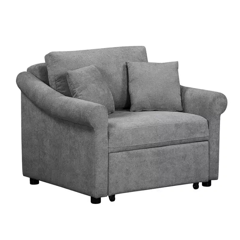 Whisen Chenille Convertible Sleeper Chair & 3 In 1 Lounger Chair Turns Into Bed with Adjustable Backrest