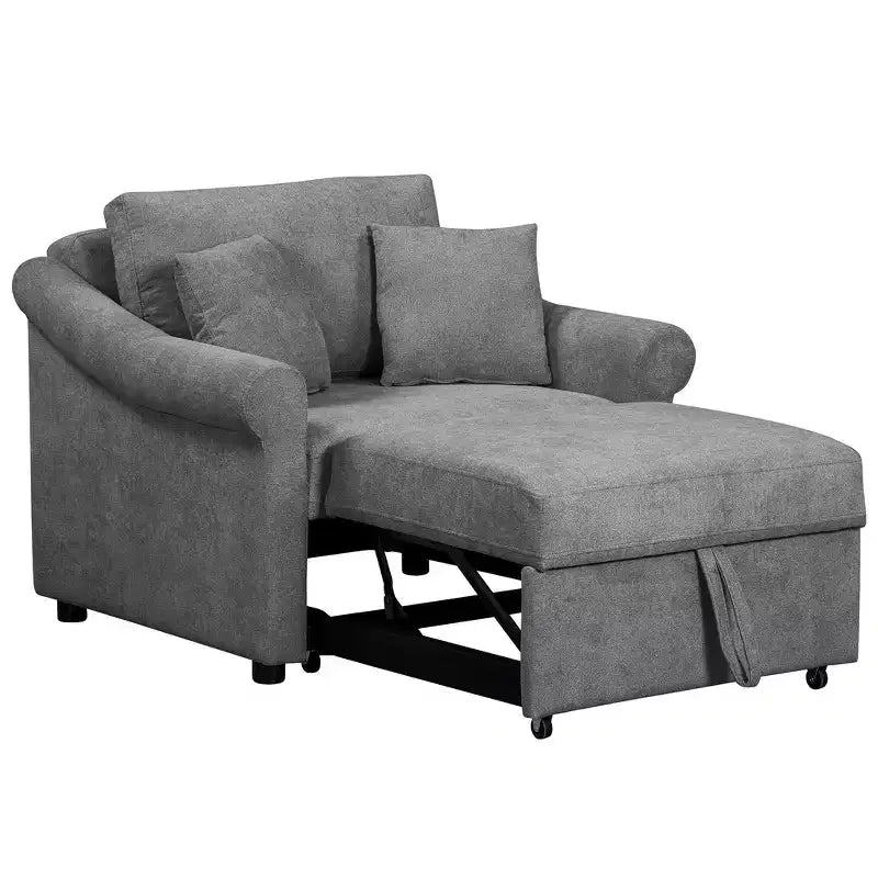 Whisen Chenille Convertible Sleeper Chair & 3 In 1 Lounger Chair Turns Into Bed with Adjustable Backrest