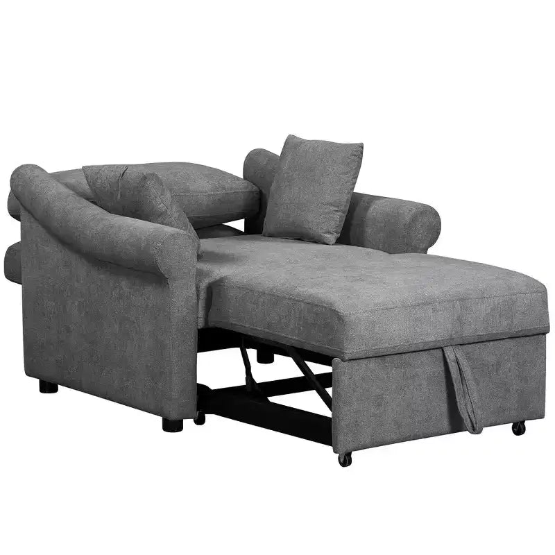 Whisen Chenille Convertible Sleeper Chair & 3 In 1 Lounger Chair Turns Into Bed with Adjustable Backrest