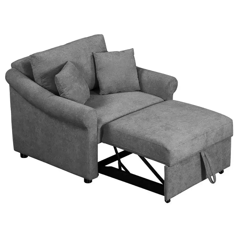 Whisen Chenille Convertible Sleeper Chair & 3 In 1 Lounger Chair Turns Into Bed with Adjustable Backrest