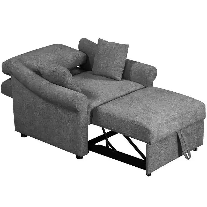 Whisen Chenille Convertible Sleeper Chair & 3 In 1 Lounger Chair Turns Into Bed with Adjustable Backrest