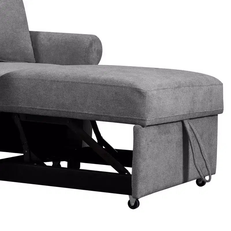 Whisen Chenille Convertible Sleeper Chair & 3 In 1 Lounger Chair Turns Into Bed with Adjustable Backrest