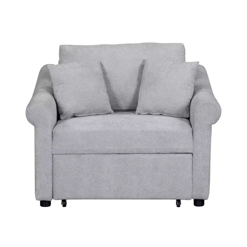 Whisen Chenille Convertible Sleeper Chair & 3 In 1 Lounger Chair Turns Into Bed with Adjustable Backrest