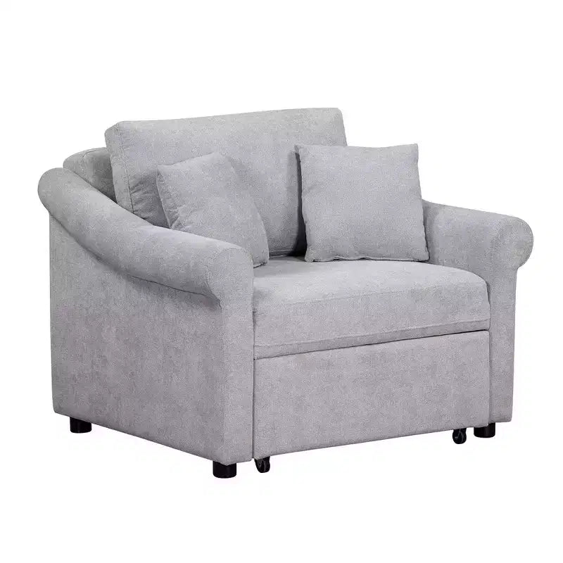 Whisen Chenille Convertible Sleeper Chair & 3 In 1 Lounger Chair Turns Into Bed with Adjustable Backrest