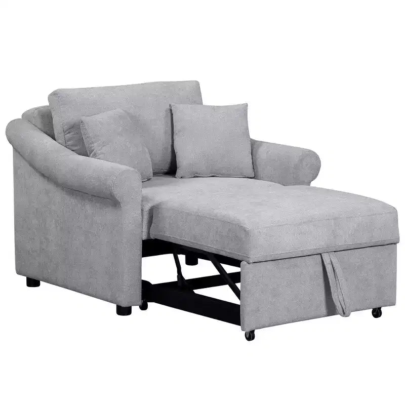 Whisen Chenille Convertible Sleeper Chair & 3 In 1 Lounger Chair Turns Into Bed with Adjustable Backrest