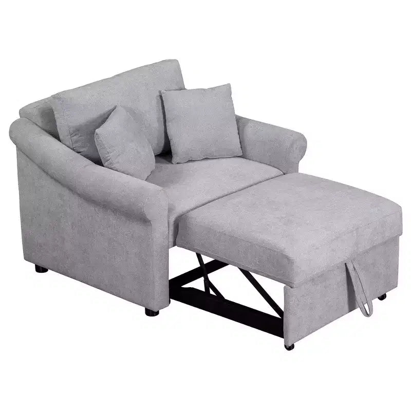 Whisen Chenille Convertible Sleeper Chair & 3 In 1 Lounger Chair Turns Into Bed with Adjustable Backrest