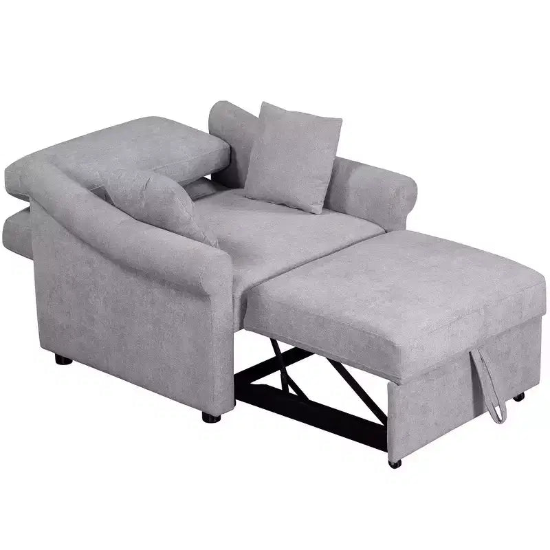 Whisen Chenille Convertible Sleeper Chair & 3 In 1 Lounger Chair Turns Into Bed with Adjustable Backrest