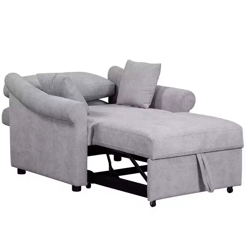 Whisen Chenille Convertible Sleeper Chair & 3 In 1 Lounger Chair Turns Into Bed with Adjustable Backrest