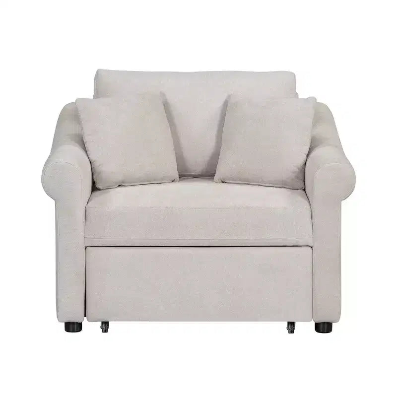 Whisen Chenille Convertible Sleeper Chair & 3 In 1 Lounger Chair Turns Into Bed with Adjustable Backrest