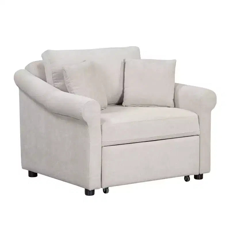 Whisen Chenille Convertible Sleeper Chair & 3 In 1 Lounger Chair Turns Into Bed with Adjustable Backrest