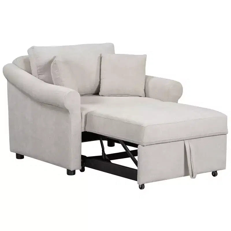 Whisen Chenille Convertible Sleeper Chair & 3 In 1 Lounger Chair Turns Into Bed with Adjustable Backrest