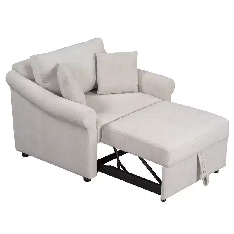 Whisen Chenille Convertible Sleeper Chair & 3 In 1 Lounger Chair Turns Into Bed with Adjustable Backrest