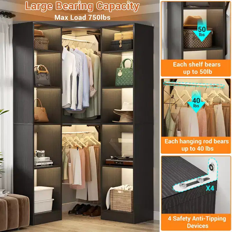 Besiost Corner Closet System with 12 Shelves