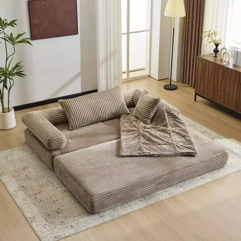 Karl Home |Modern King Size Convertible Sleeper Sofa Stackable Corduroy Sofa Bed