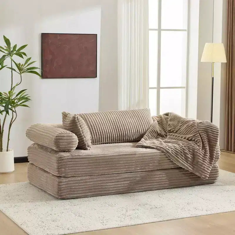 Karl Home |Modern King Size Convertible Sleeper Sofa Stackable Corduroy Sofa Bed