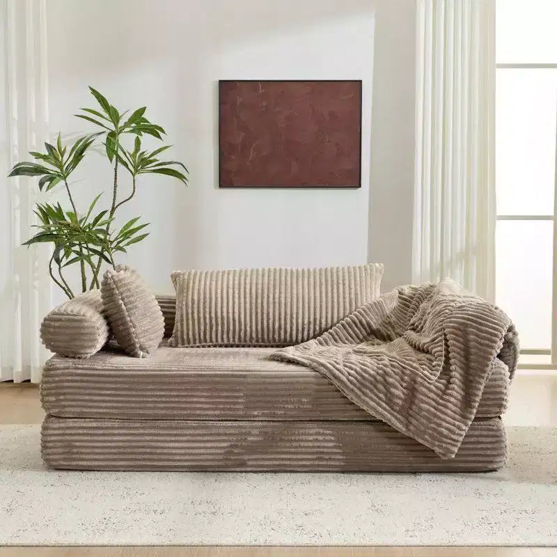 Karl Home |Modern King Size Convertible Sleeper Sofa Stackable Corduroy Sofa Bed