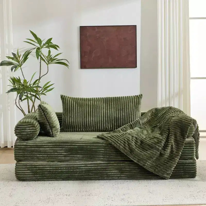 Karl Home |Modern King Size Convertible Sleeper Sofa Stackable Corduroy Sofa Bed