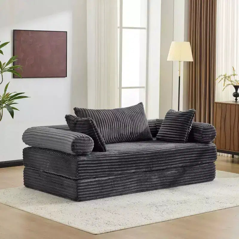 Karl Home |Modern King Size Convertible Sleeper Sofa Stackable Corduroy Sofa Bed