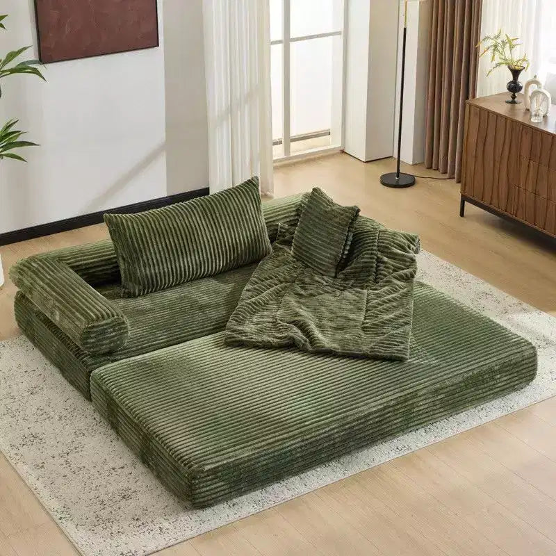 Karl Home |Modern King Size Convertible Sleeper Sofa Stackable Corduroy Sofa Bed
