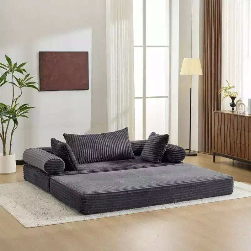 Karl Home |Modern King Size Convertible Sleeper Sofa Stackable Corduroy Sofa Bed