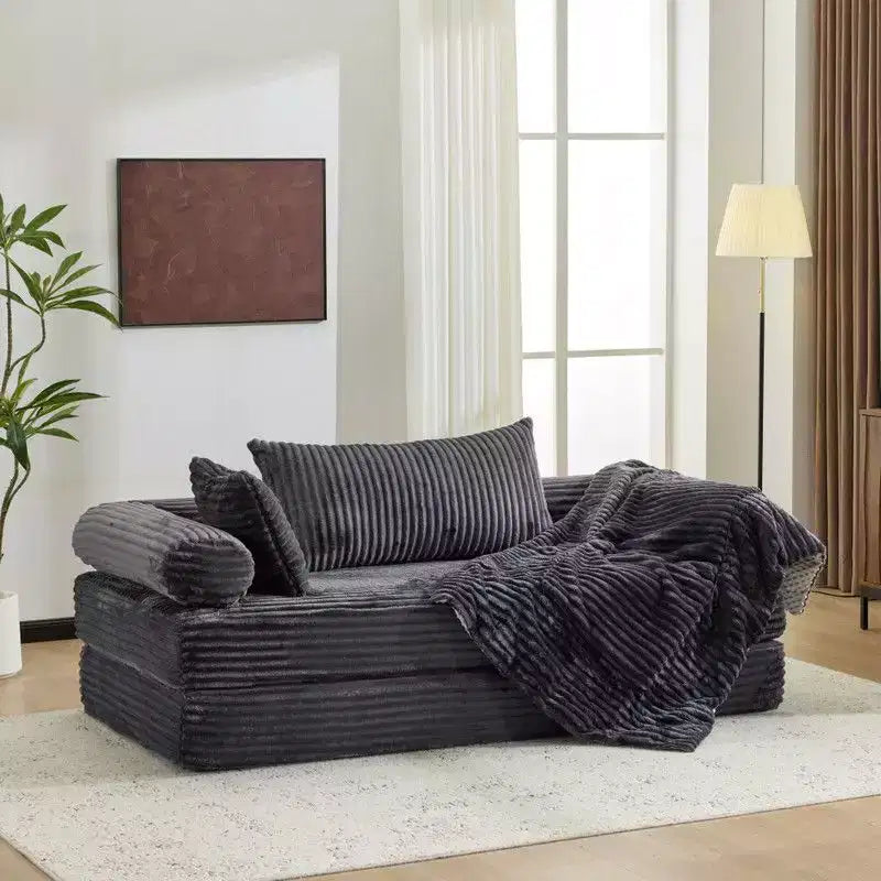 Karl Home |Modern King Size Convertible Sleeper Sofa Stackable Corduroy Sofa Bed