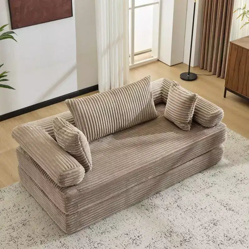 Karl Home |Modern King Size Convertible Sleeper Sofa Stackable Corduroy Sofa Bed