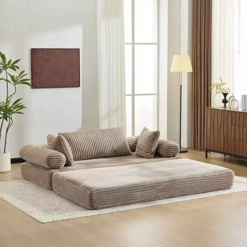 Karl Home |Modern King Size Convertible Sleeper Sofa Stackable Corduroy Sofa Bed