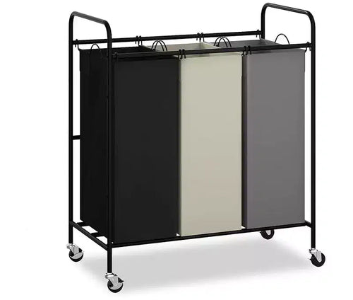 Bag Laundry Basket Hamper, Heavy Duty Laundry Sorter Cart with Lockable Wheels and Removable Bags for Clothes Storage